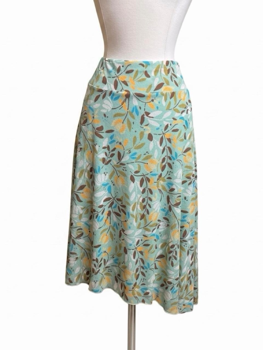 J Jill Mesh Midi Skirt Womens Small Mint Green Floral Leaf Hi Low Y2k Fairy Boho